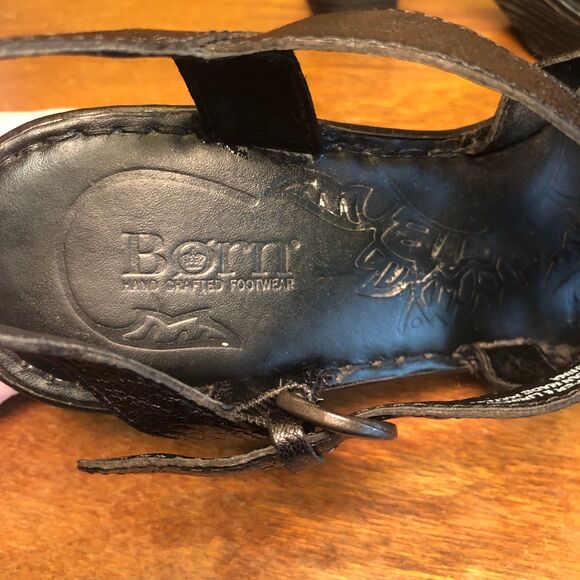 90s Y2K Børn Braided Leather Platform Sandals, Black Chunky Block Heel Size 9 - Picture 11 of 11